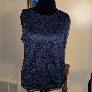Navy Lace Sleeveless Top